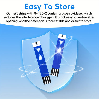 Linksun G-425-2 bloedglucosemeterkit, 100 bloedglucoseteststrips, 100 lancetten, 1 bloedglucosemeter, prikpen, geen codering nodig, groot display
