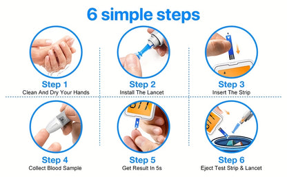 Linksun G-425-2 bloedglucosemeterkit, 100 bloedglucoseteststrips, 100 lancetten, 1 bloedglucosemeter, prikpen, geen codering nodig, groot display