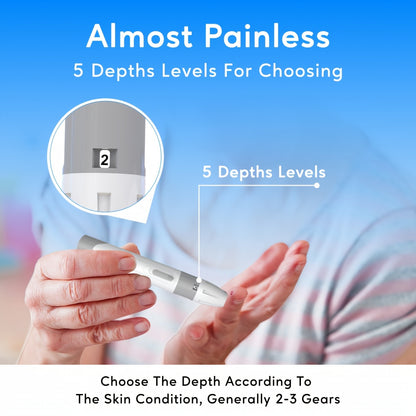 Linksun G-425-2 bloedglucosemeterkit, 100 bloedglucoseteststrips, 100 lancetten, 1 bloedglucosemeter, prikpen, geen codering nodig, groot display