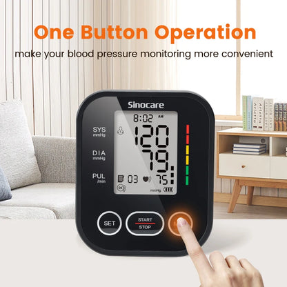 Sinocare Blood Pressure Monitor Digital Sphygmomanometer Automatic Tensiometer Tonometer Home Medical Use Heart Rate Pulse Meter