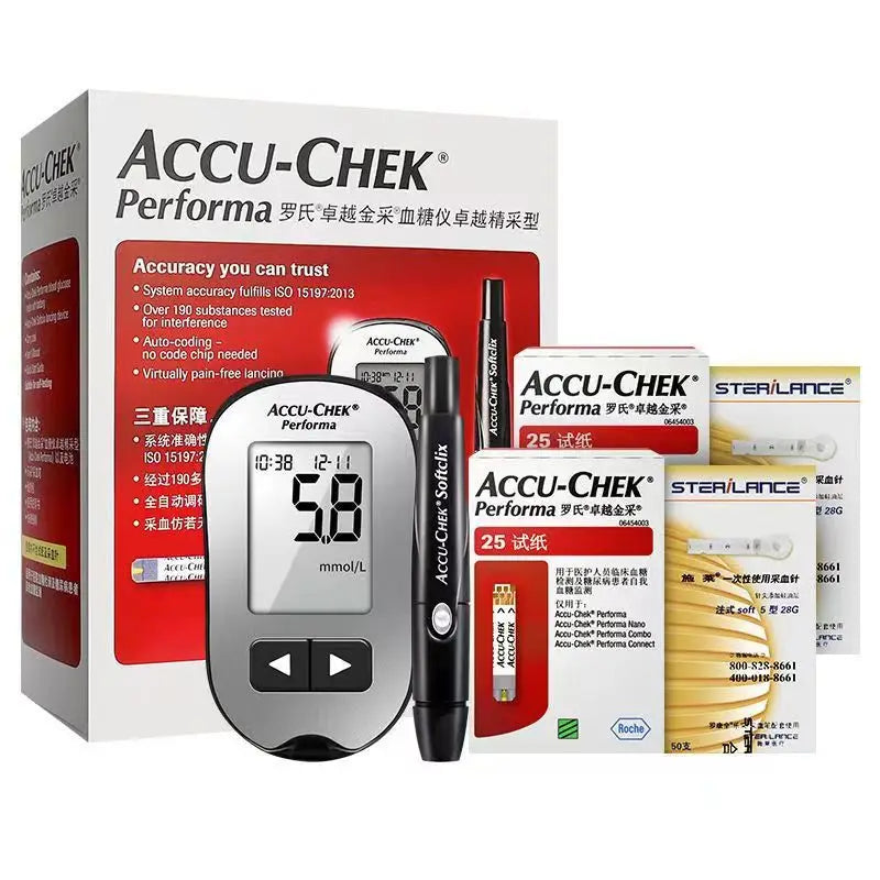 Accu Chek Performa bloedglucose teststrips, lancettensets, bloedsuiker-glucosemeter testkit, glucosemeter ACCU Chek EXP: Maximum
