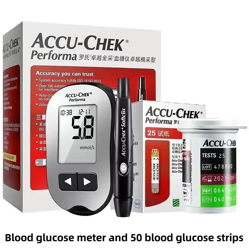Accu Chek Performa bloedglucose teststrips, lancettensets, bloedsuiker-glucosemeter testkit, glucosemeter ACCU Chek EXP: Maximum
