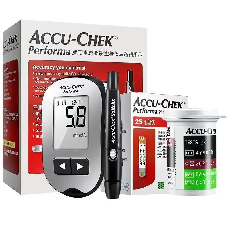 Accu Chek Performa bloedglucose teststrips, lancettensets, bloedsuiker-glucosemeter testkit, glucosemeter ACCU Chek EXP: Maximum