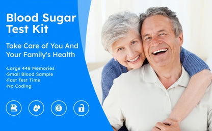 Linksun G-425-2 bloedglucosemeterkit, 100 bloedglucoseteststrips, 100 lancetten, 1 bloedglucosemeter, prikpen, geen codering nodig, groot display